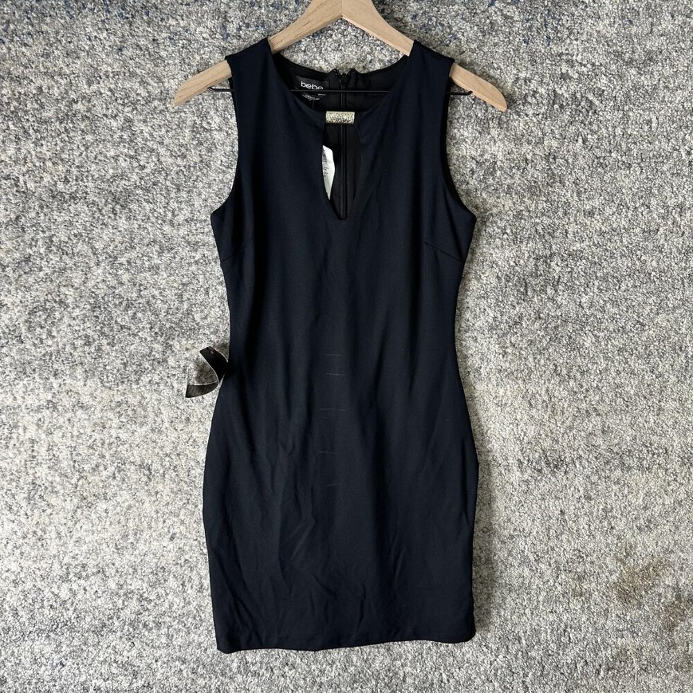 bebe Dress Womens Small‎ Black Sleeveless Keyhole Bodycon Cocktail Party LBD